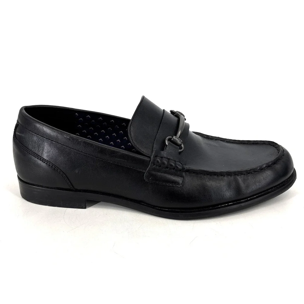 Tommy Hilfiger Jackal Men's‎ 11 Black Faux Leather Moc Toe Loafer Shoe